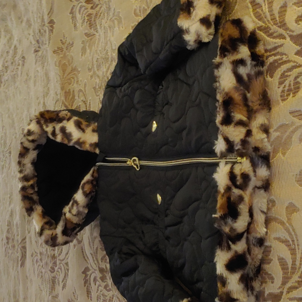 24M black and leopard coat